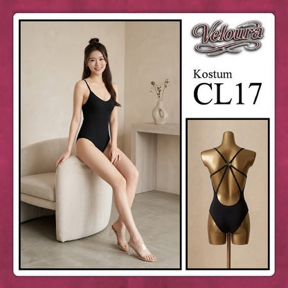 Veloura Pakaian Wanita Sexy Lingerie - CL17 - Cross Back / Black Gray