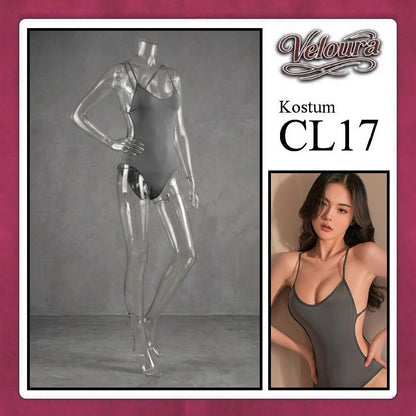 Veloura Pakaian Wanita Sexy Lingerie - CL17 - Cross Back / Black Gray