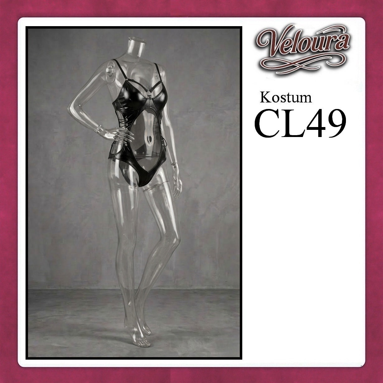 Veloura Sexy Lingerie Pakaian Set Wanita Lingerie Kostum Model Bodysuit - CL49
