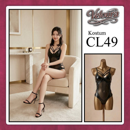 Veloura Sexy Lingerie Pakaian Set Wanita Lingerie Kostum Model Bodysuit - CL49