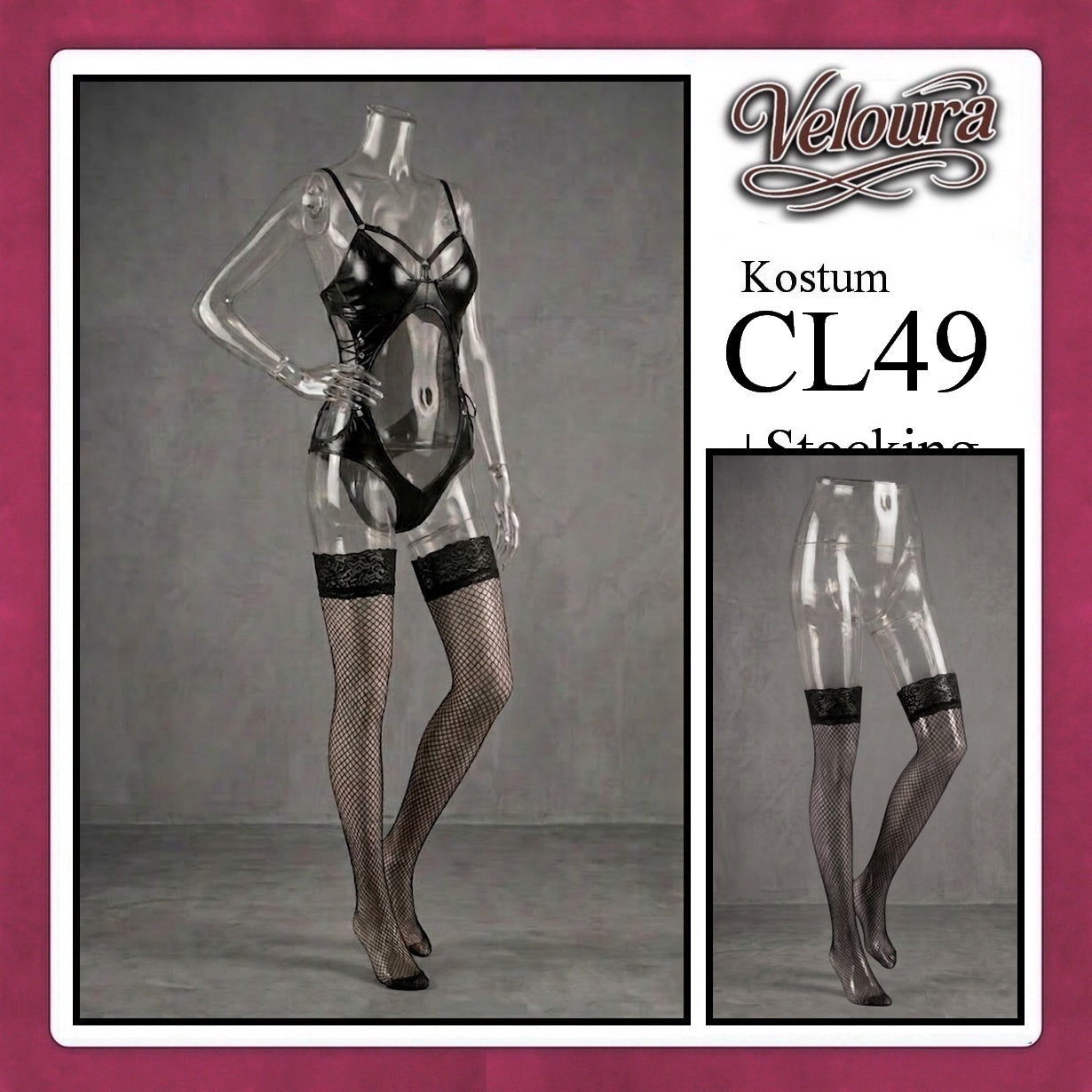 Veloura Sexy Lingerie Pakaian Set Wanita Lingerie Kostum Model Bodysuit - CL49