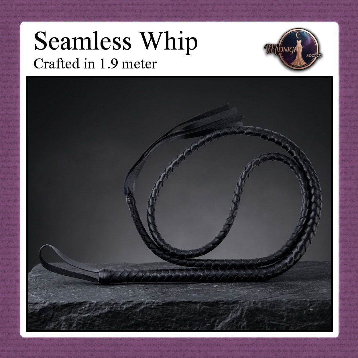 Midnight Whip Long - Cambuk Aksesoris BDSM - 150cm - 190cm