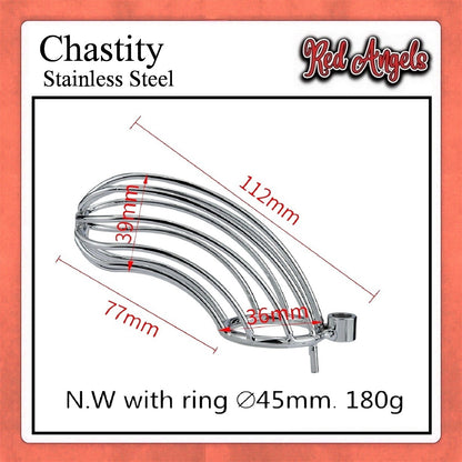 Red Angels Chasity Cage Stainless Pria