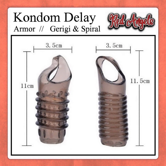 Red Angels Kondom Delay Twin Spiral Dan Gerigi