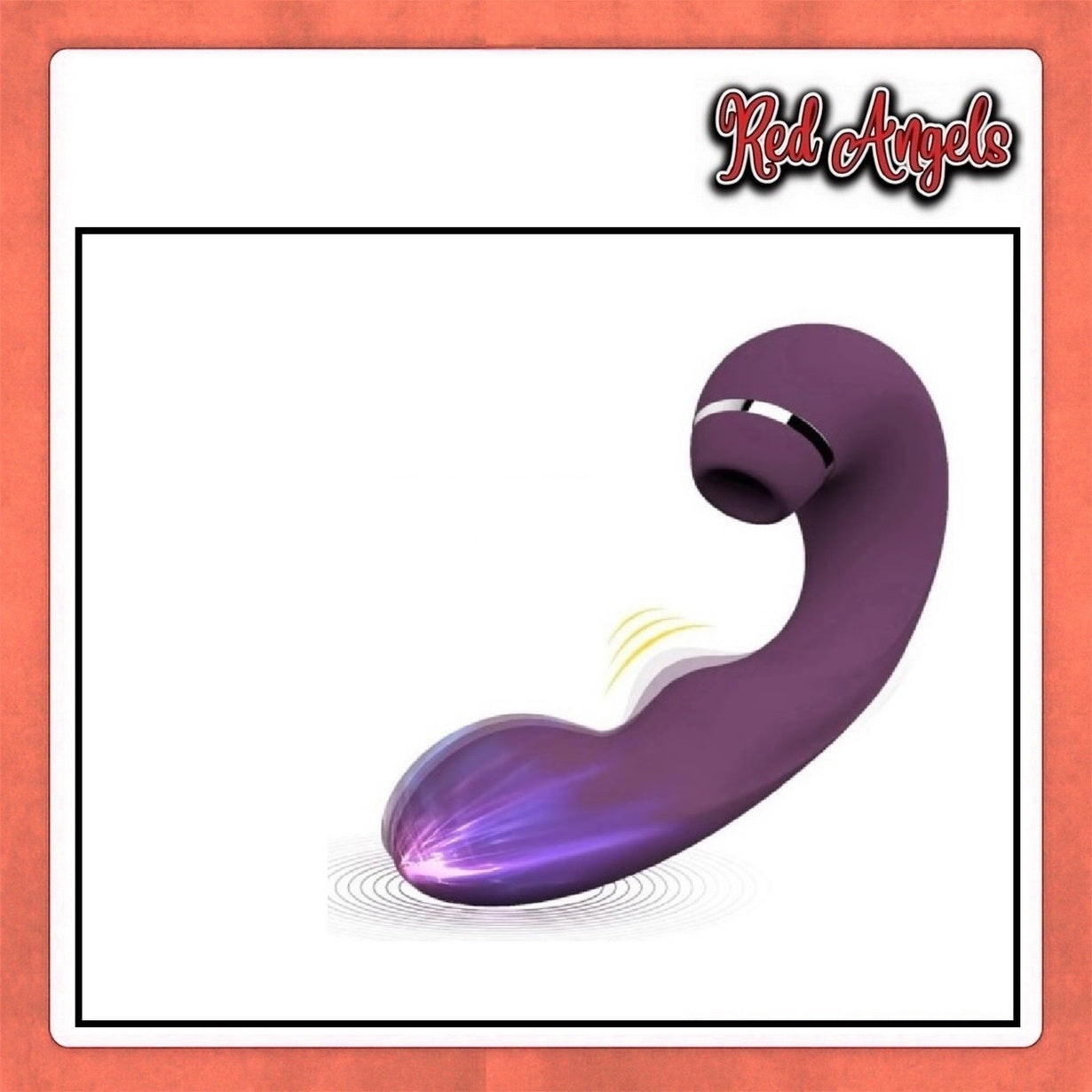 Purple curved object with 'Red Angels' branding on a white background
