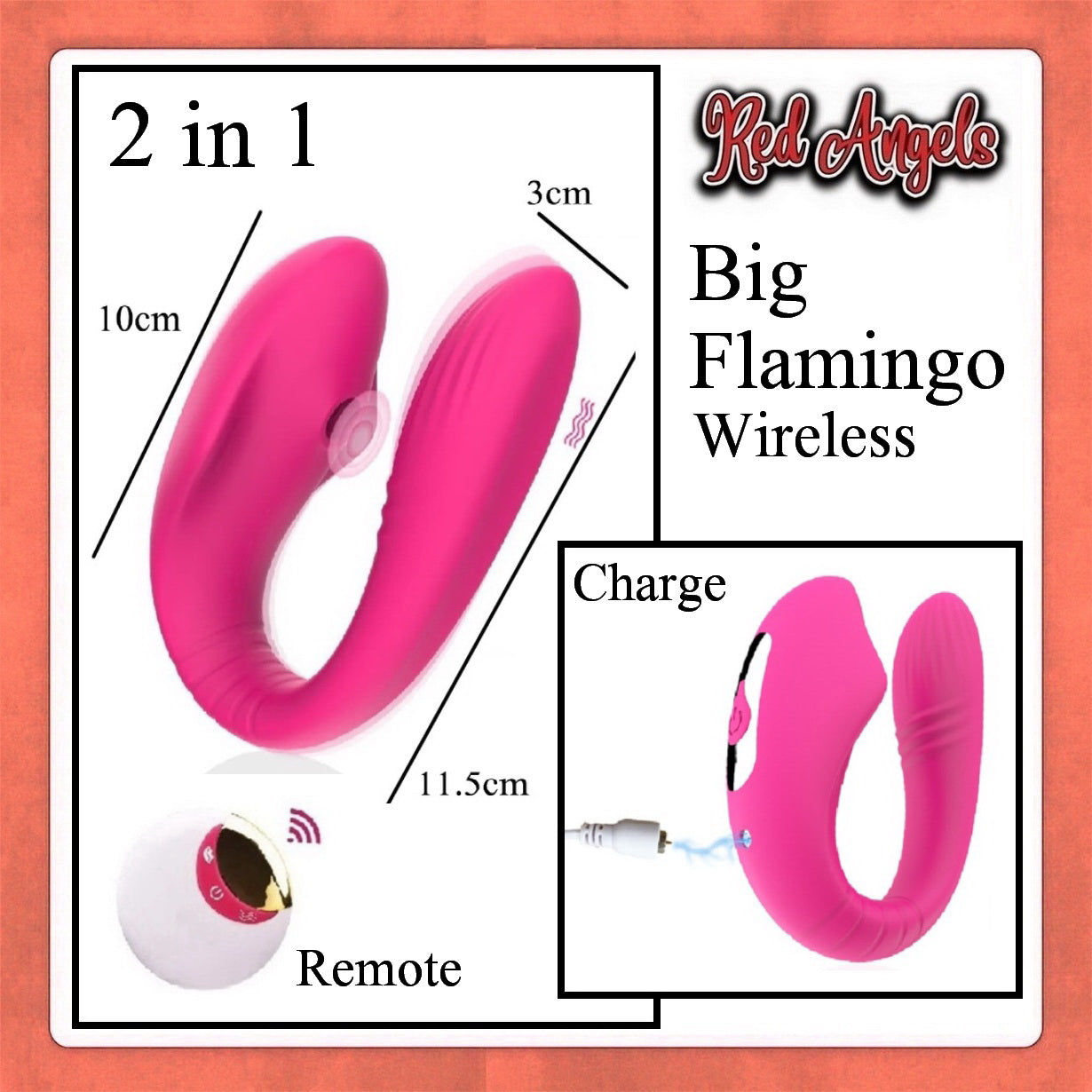 Red Angels Vibrator Big Flamingo 2 in 1 Charge