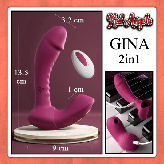 Red Angels Vibrator Gina 2 in 1 Removable With Remote