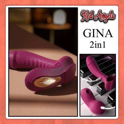 Red Angels Vibrator Gina 2 in 1 Removable With Remote