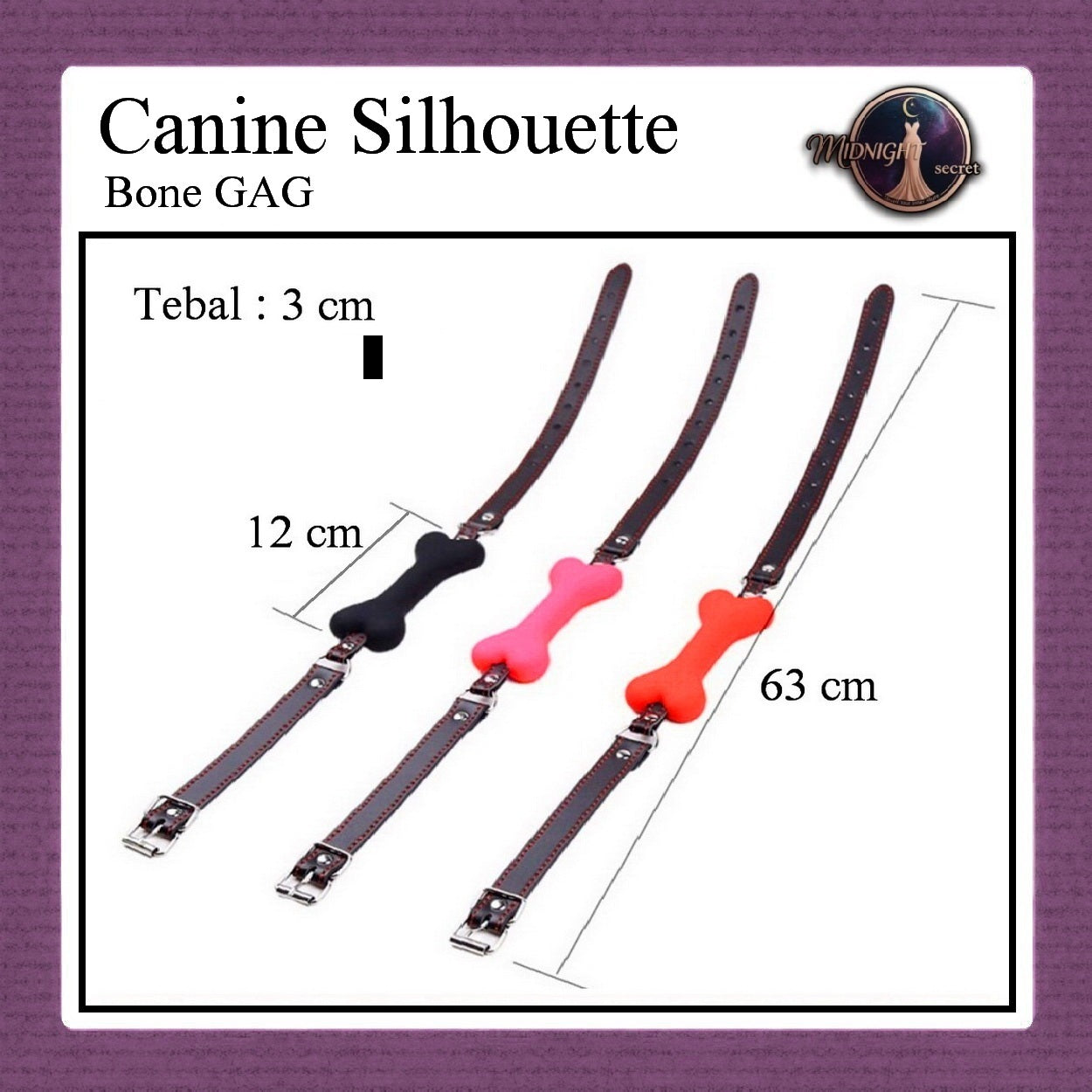 Midnight Mouth GAG - Canin Silhouette Bone Bit - Aksesoris BDSM