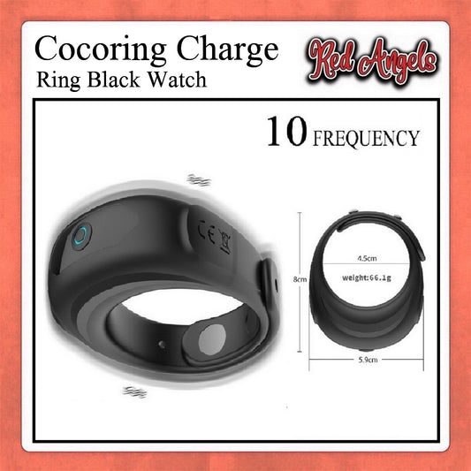 Red Angels Vibrator Pria Cock Ring Watch Charge