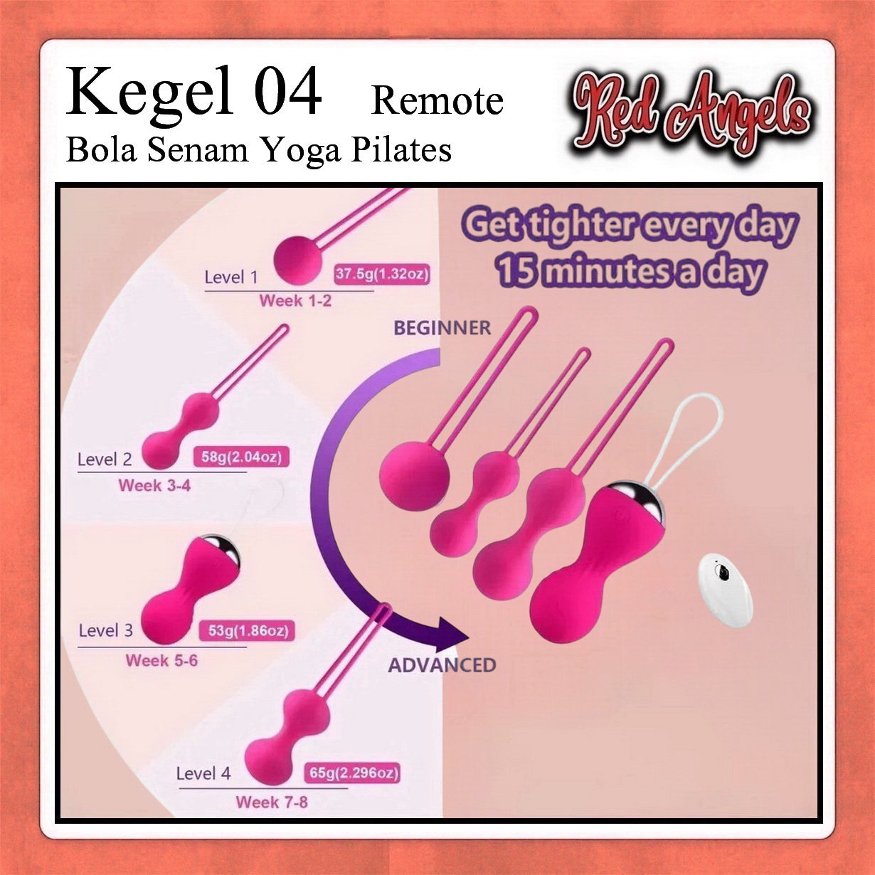 Red Angels Vibrator Kegel Set 4 Ball