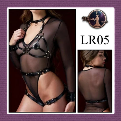 Midnight Body Sexy Harness LR05 - Lingerie Fashion Gothic Streetwear PU Leather