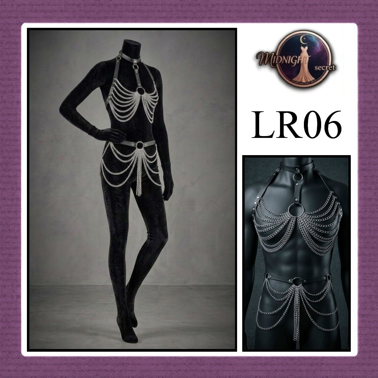 Midnight Body Sexy Harness LR06 - Lingerie Fashion Gothic Streetwear PU Leather