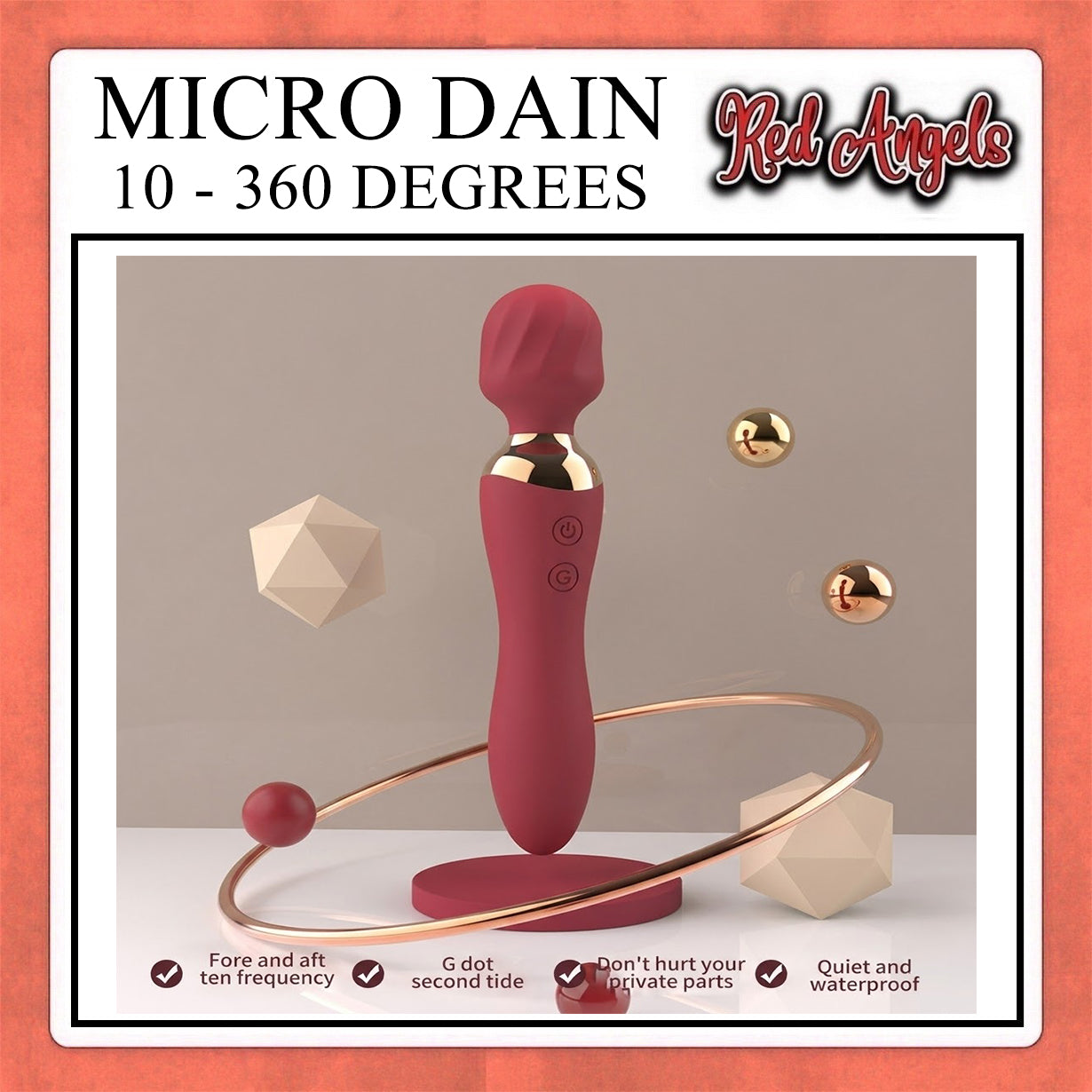 Red Angels Vibrator Alat Getar Micro Dain 10 - 360 Degrees