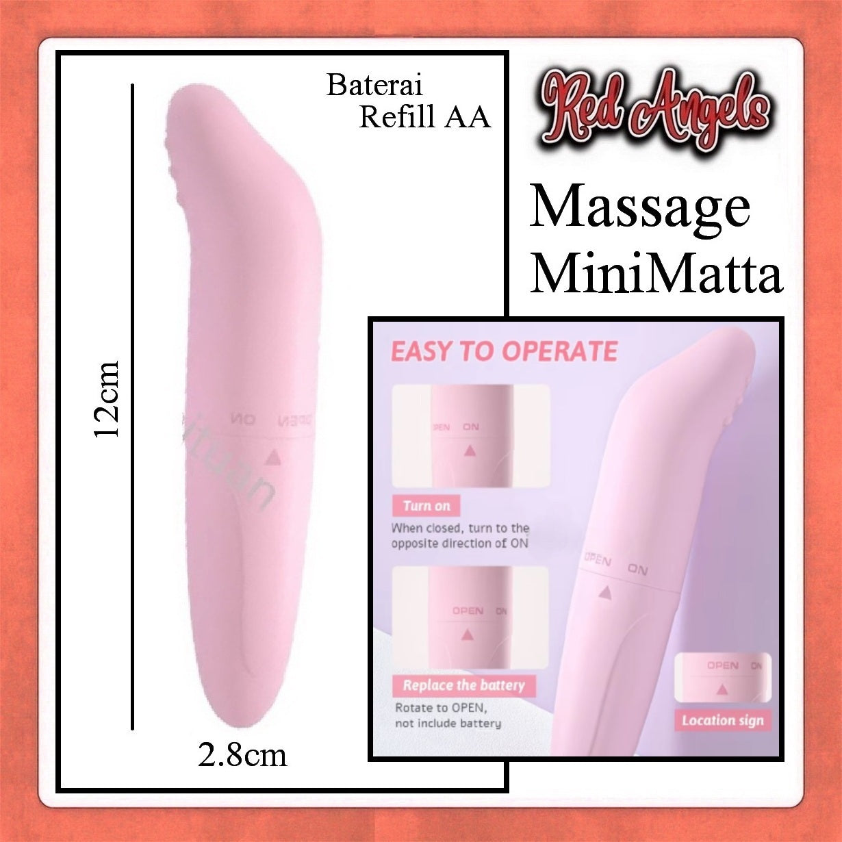 Red Angels Vibrator Mini Loss Mata Massage Refill AAA