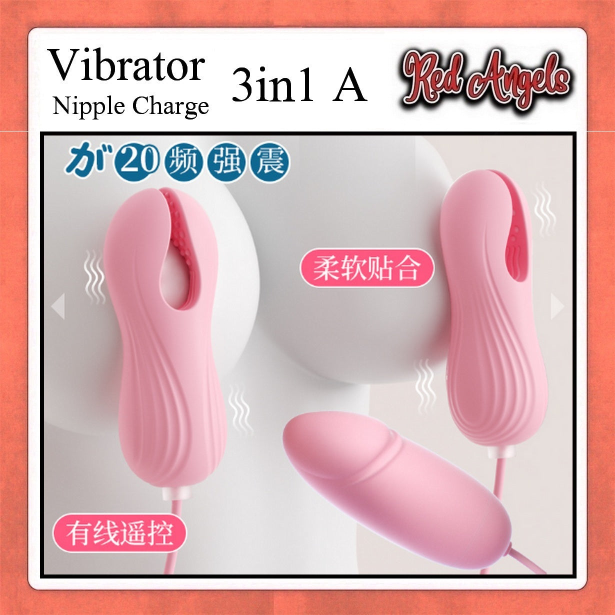 Red Angels Alat Bantu Getar Wanita Vibrator Nipple Clip 3 in 1 A
