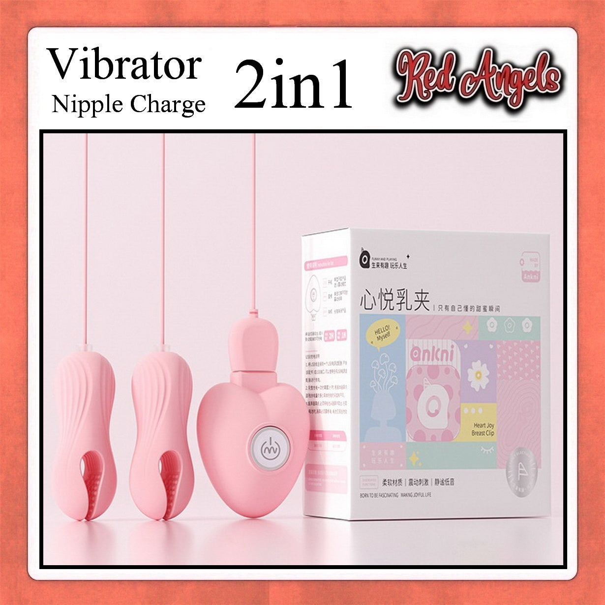 Red Angels Alat Getar Wanita Vibrator Nipple Charge 2 in 1