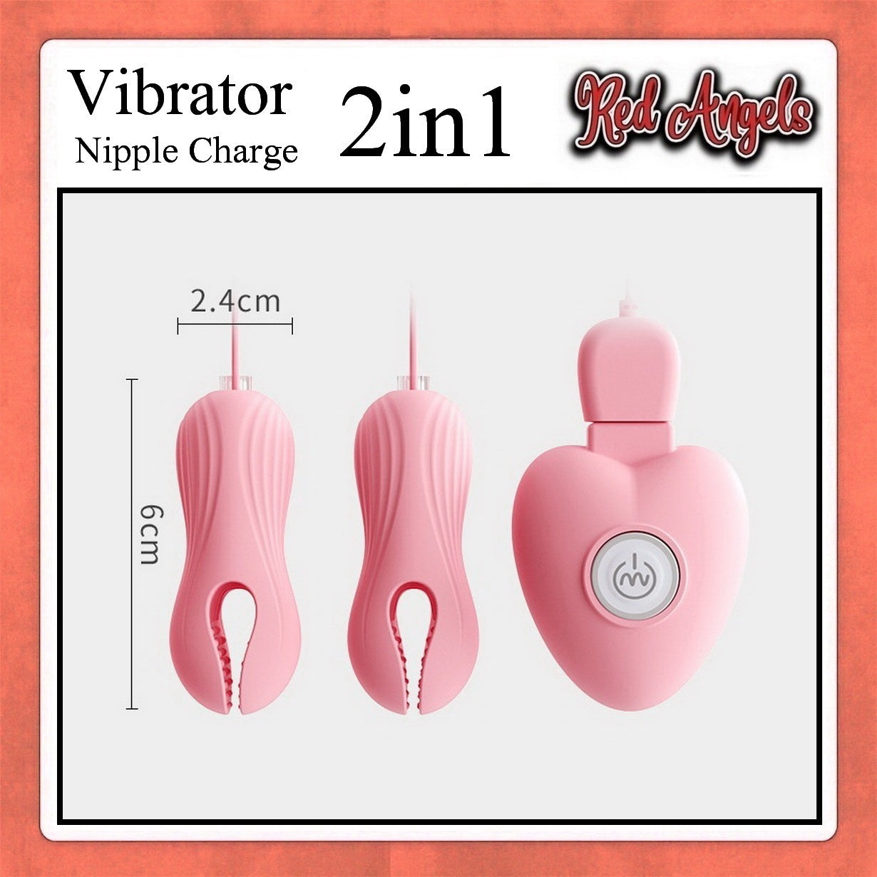 Red Angels Alat Getar Wanita Vibrator Nipple Charge 2 in 1