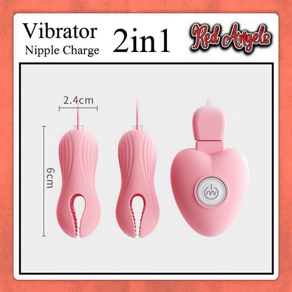 Red Angels Alat Getar Wanita Vibrator Nipple Charge 2 in 1