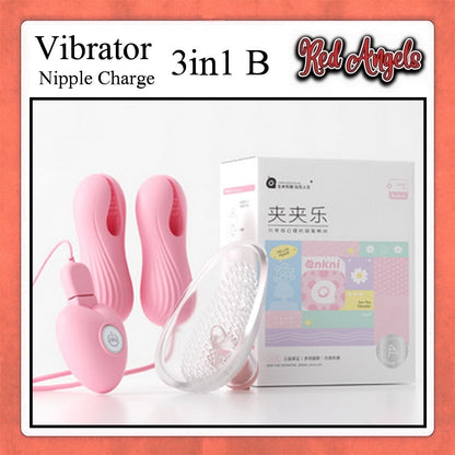 Red Angels Alat Bantu Getar Wanita Vibrator Nipple Clip 3 in 1 B