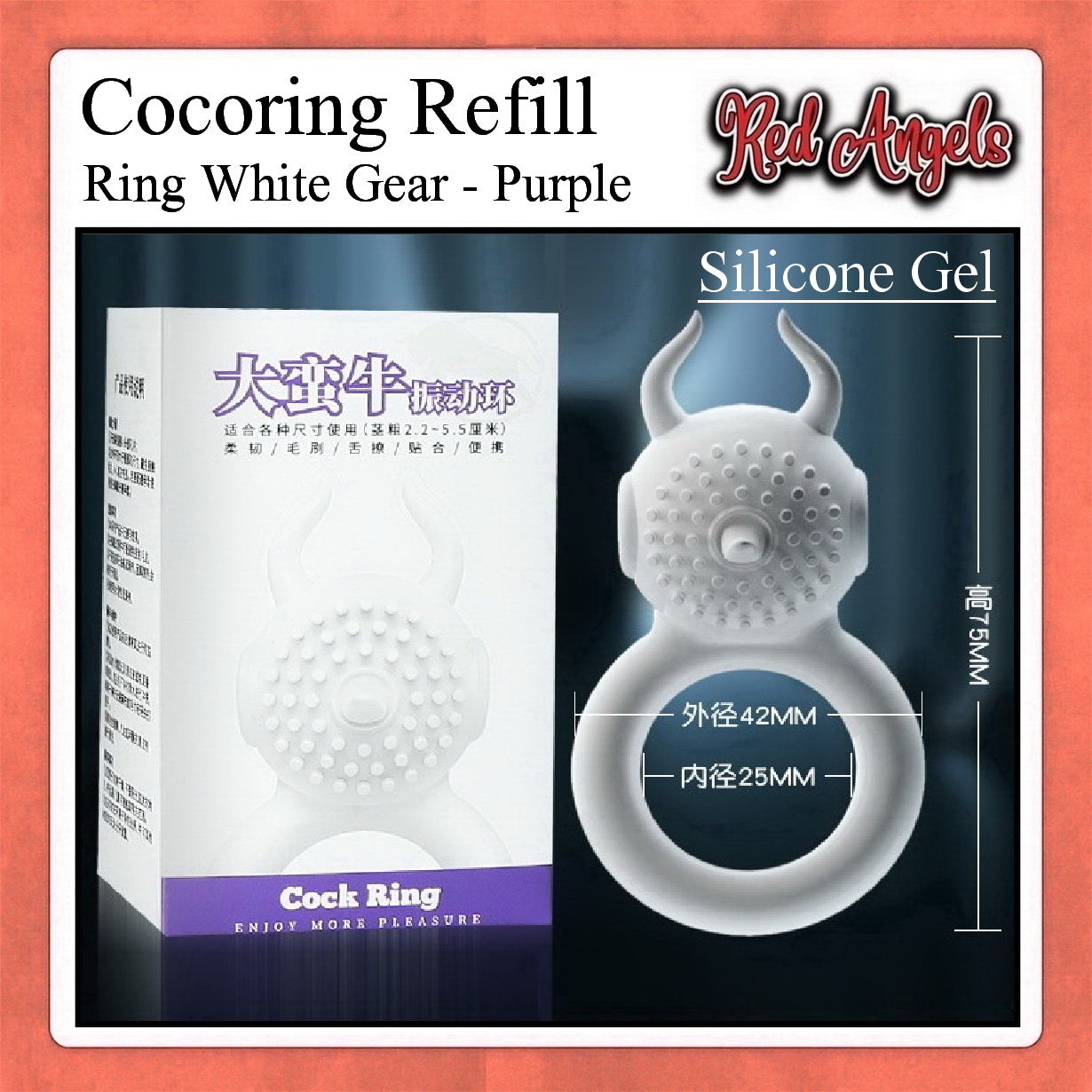 Red Angels Vibrator Pria White Gear Silicon Gel