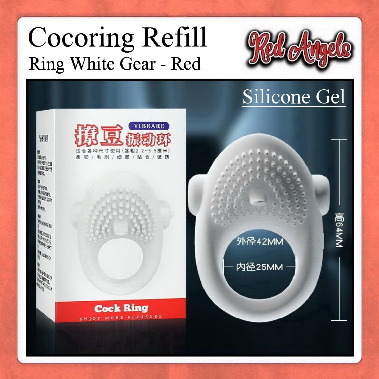 Red Angels Vibrator Pria White Gear Silicon Gel