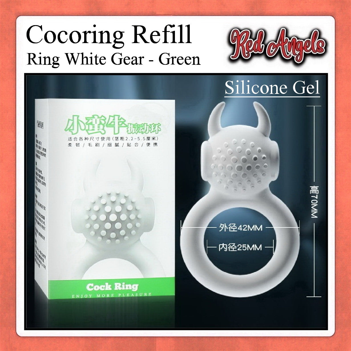 Red Angels Vibrator Pria White Gear Silicon Gel