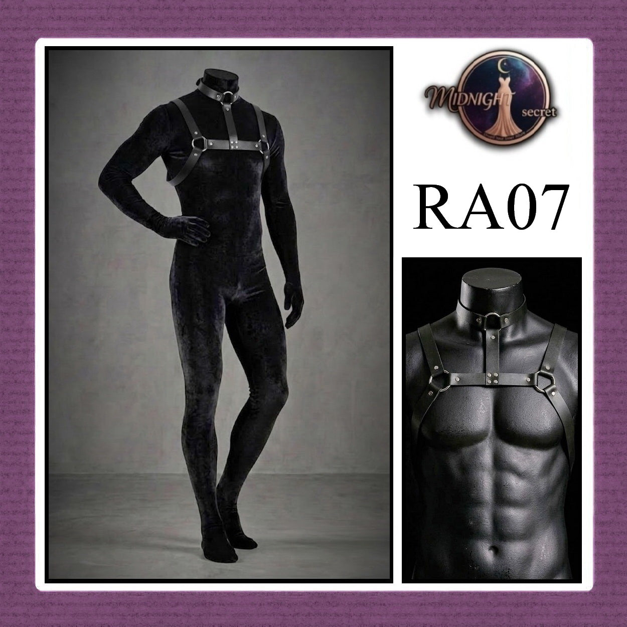 Midnight Body Sexy Harness RA07 - Lingerie Fashion Gothic Streetwear PU Leather