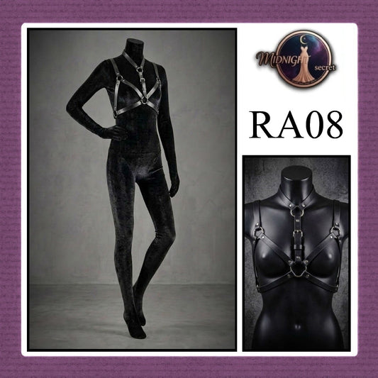 Midnight Body Sexy Harness RA08 - Lingerie Fashion Gothic Streetwear PU Leather