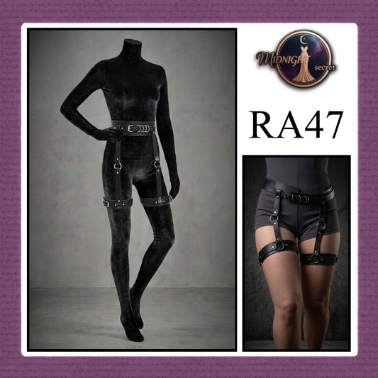 Midnight Body Sexy Harness RA47 - Lingerie Fashion Gothic Streetwear PU Leather