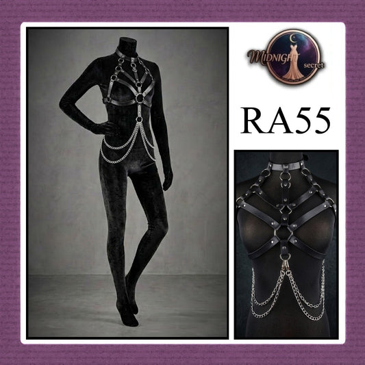Midnight Body Sexy Harness RA55 - Lingerie Fashion Gothic Streetwear PU Leather