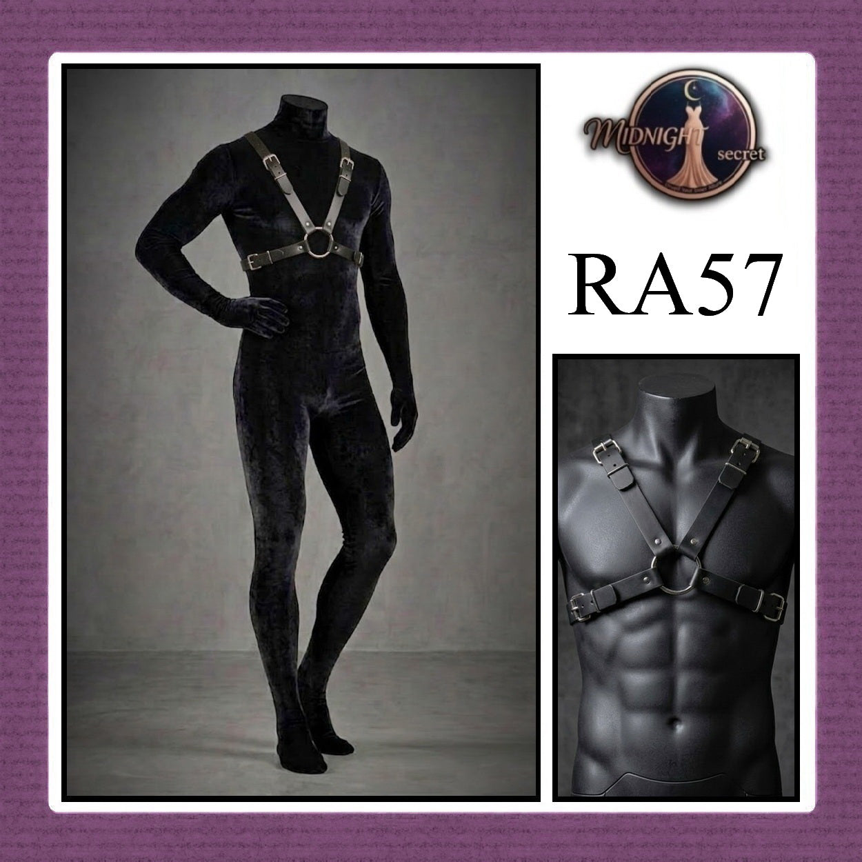 Midnight Body Sexy Harness RA57 - Lingerie Fashion Gothic Streetwear PU Leather
