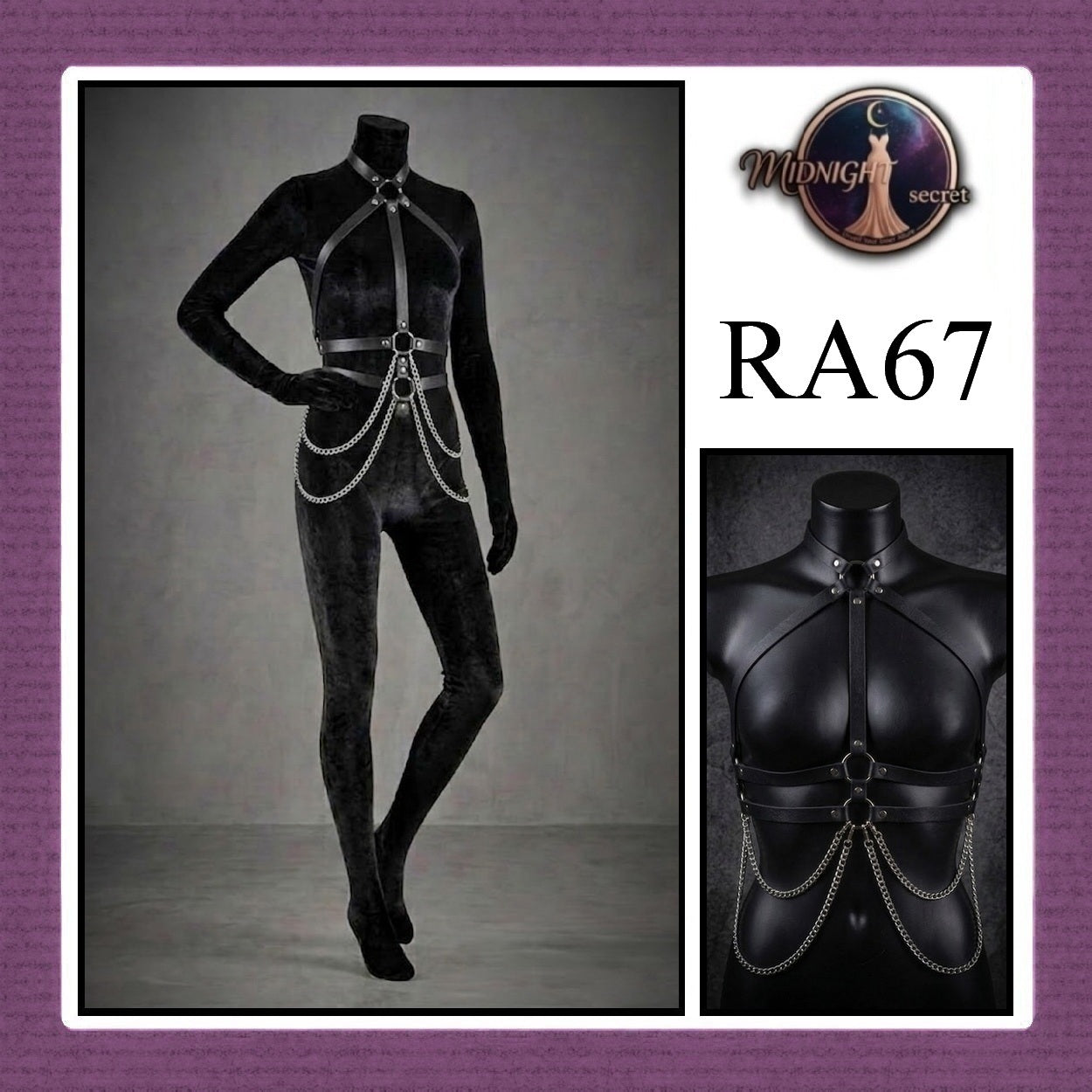 Midnight Body Sexy Harness RA67 - Lingerie Fashion Gothic Streetwear PU Leather