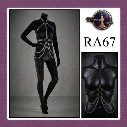 Midnight Body Sexy Harness RA67 - Lingerie Fashion Gothic Streetwear PU Leather