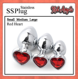 Midnight Stainless Steel Diamond SS Plug Love Red