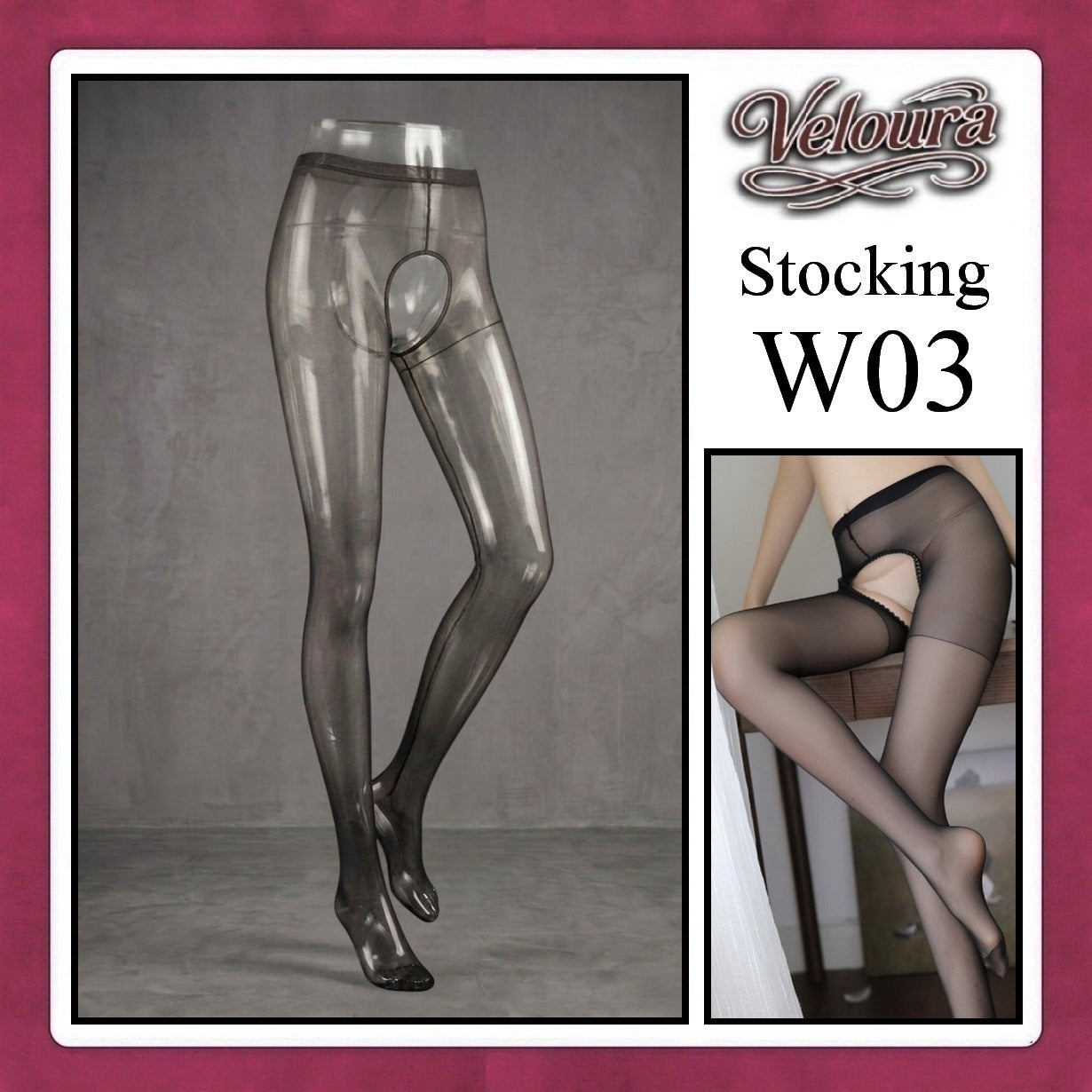 Veloura Stocking Tinggi Open Crotch - W03