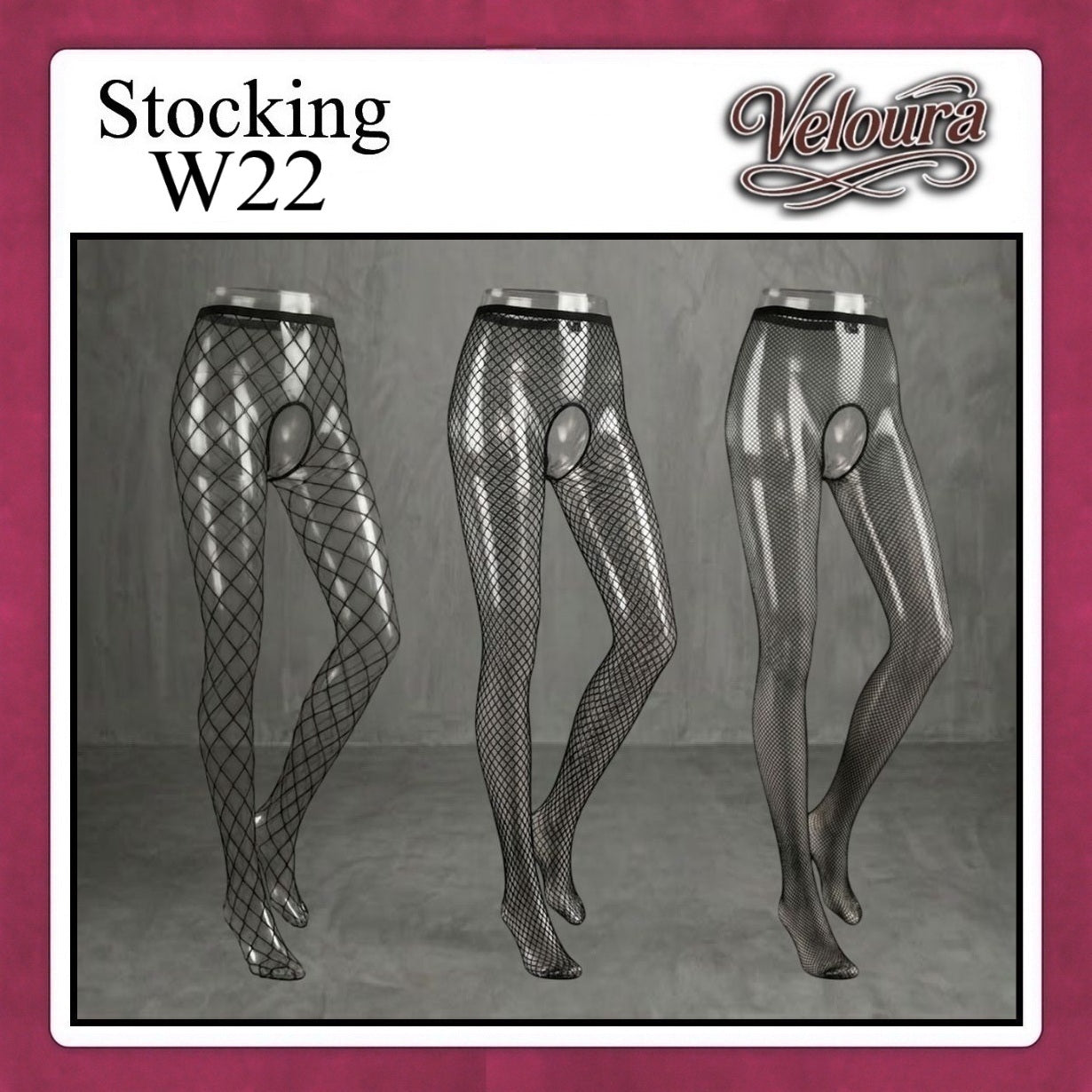 Veloura Stocking Sexy Tinggi Pinggang Lingerie Fish Net - W22