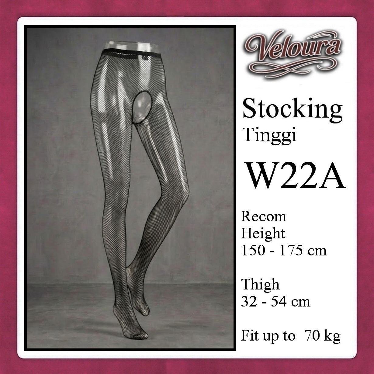 Veloura Stocking Sexy Tinggi Pinggang Lingerie Fish Net - W22