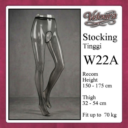 Veloura Stocking Sexy Tinggi Pinggang Lingerie Fish Net - W22