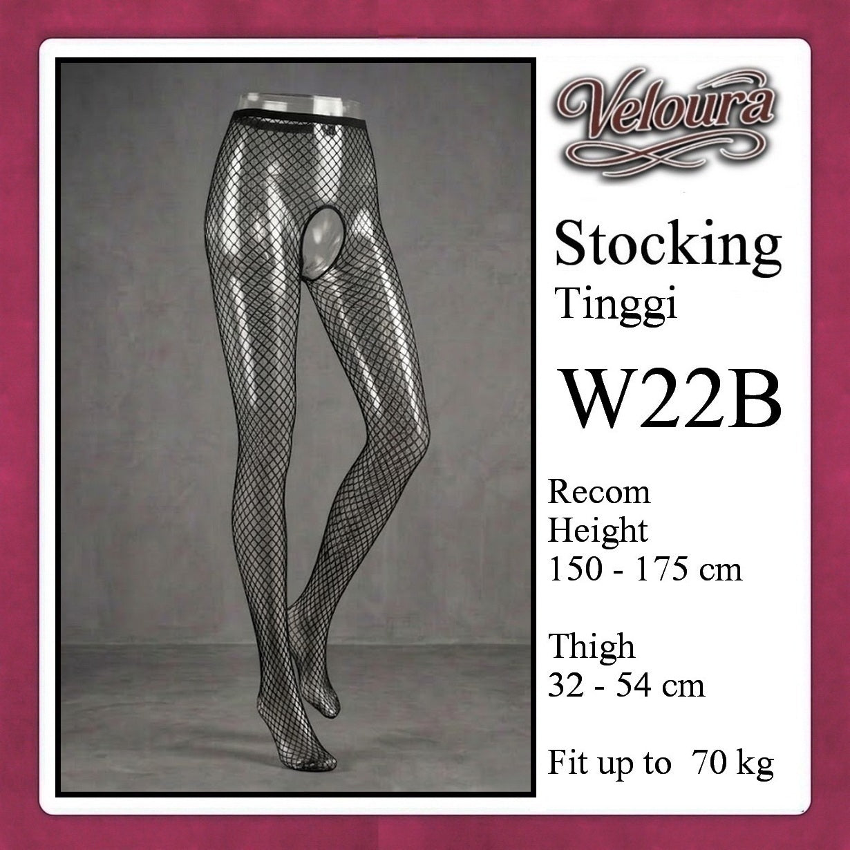 Veloura Stocking Sexy Tinggi Pinggang Lingerie Fish Net - W22