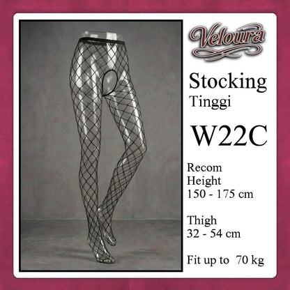 Veloura Stocking Sexy Tinggi Pinggang Lingerie Fish Net - W22