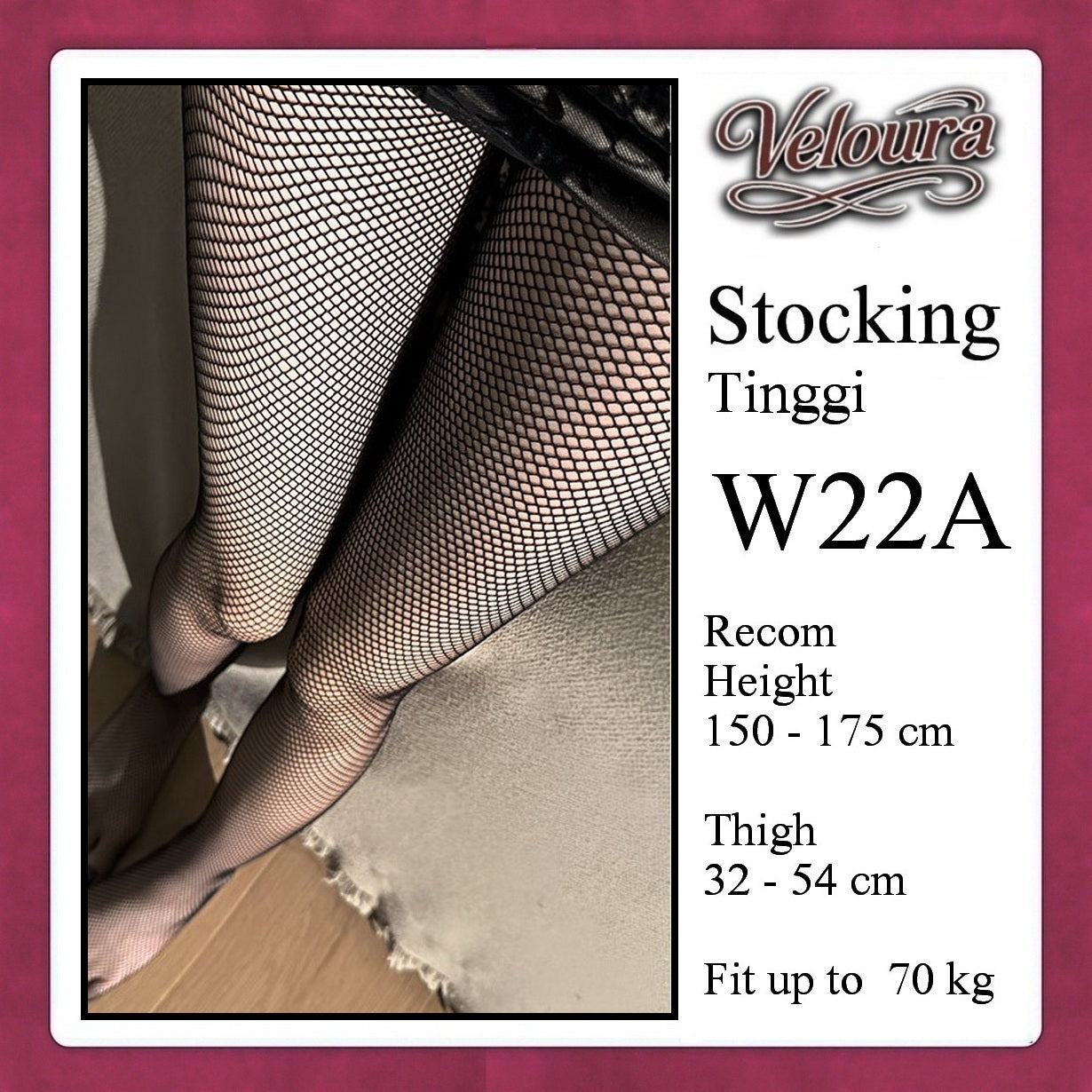 Veloura Stocking Sexy Tinggi Pinggang Lingerie Fish Net - W22