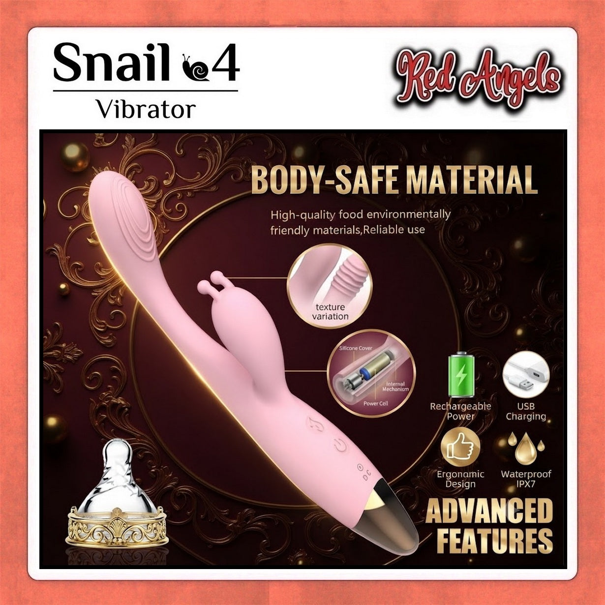 Red Angels Vibrator Snail 4 Charge