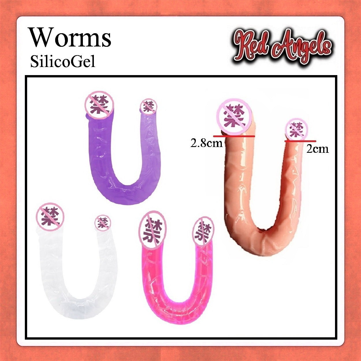 Red Angels Dildo 2 in 1 Worm 4 Warna