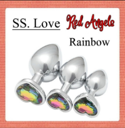 Midnight Stainless Steel Diamond SS Plug Love Red